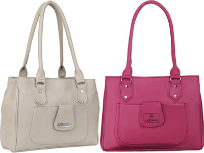 Lazzaroo Women White, Maroon Shoulder Bag(Pack of: 2)