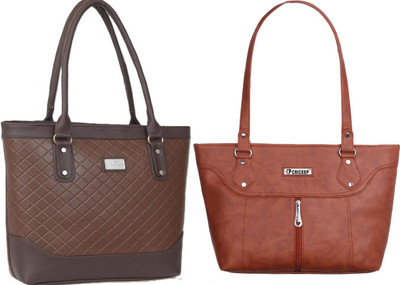 Lazzaroo Women Brown, Tan Shoulder Bag(Pack of: 2)