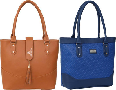Lazzaroo Women Tan, Blue Shoulder Bag(Pack of: 2)