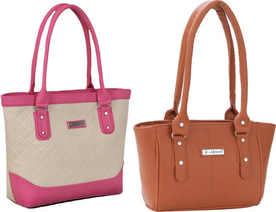 Lazzaroo Women Beige, Pink, Tan Shoulder Bag(Pack of: 2)