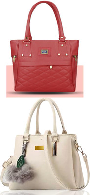 Plama Women Maroon, White Handbag