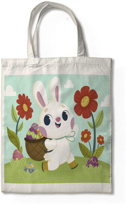 DojaBeauty White, Orange Tote Women Extra Spacious Cotton Multicolor Tote Bag-TB43