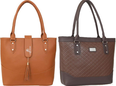 Lazzaroo Women Tan, Brown Shoulder Bag(Pack of: 2)