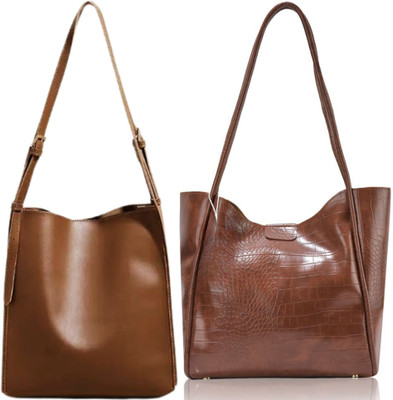 Trendycraft Women Beige, Tan Shoulder Bag(Pack of: 2)