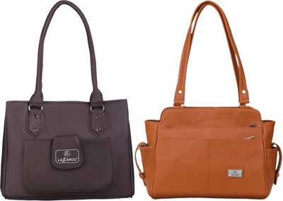 Lazzaroo Women Brown, Tan Shoulder Bag(Pack of: 2)