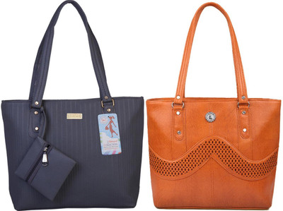 MSK Collection Women Blue, Tan Messenger Bag(Pack of: 2)
