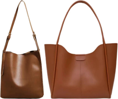 Trendycraft Women Beige, Tan Shoulder Bag(Pack of: 2)