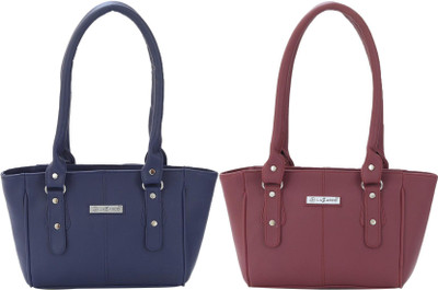 Lazzaroo Women Blue, Maroon Shoulder Bag(Pack of: 2)