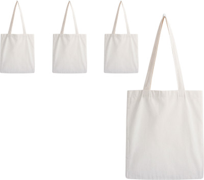 prageet Women White Tote(Pack of: 4)