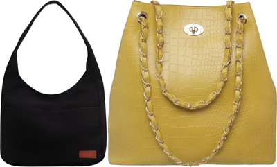 Trendycraft Women Black, Yellow Shoulder Bag(Pack of: 2)