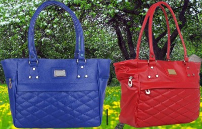 house of common Women Blue, Red Handbag