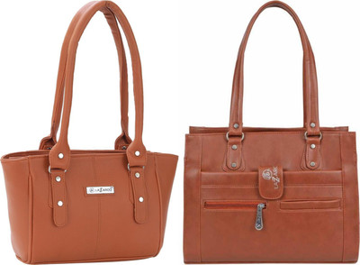 Lazzaroo Women Tan, Tan Shoulder Bag(Pack of: 2)