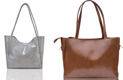 Trendycraft Women Tan, Black Tote(Pack of: 2)