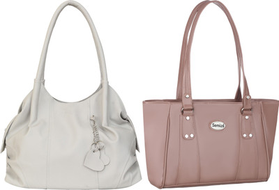 semiize Women White, Pink Shoulder Bag(Pack of: 2)