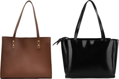 Trendycraft Women Black, Tan Shoulder Bag(Pack of: 2)