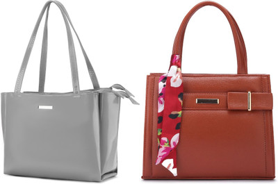 Trendycraft Women Grey, Tan Shoulder Bag(Pack of: 2)