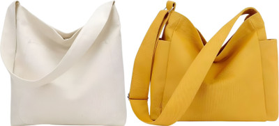 Trendycraft Women White, Yellow Hobo(Pack of: 2)