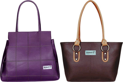 Ronty Women Brown, Purple Shoulder Bag(Pack of: 2)