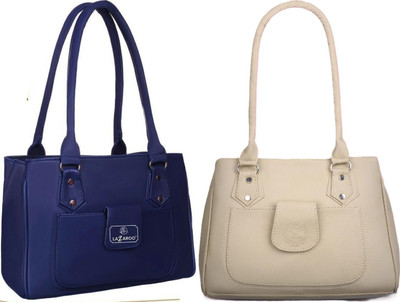 Lazzaroo Women Blue, Beige Shoulder Bag(Pack of: 2)
