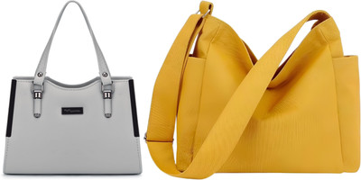 Trendycraft Women Yellow, Grey Shoulder Bag(Pack of: 2)