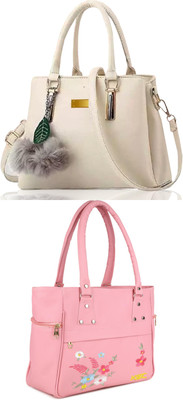 KSC Women White, Pink Handbag