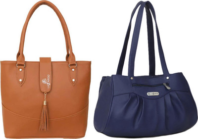 Lazzaroo Women Tan, Blue Shoulder Bag(Pack of: 2)