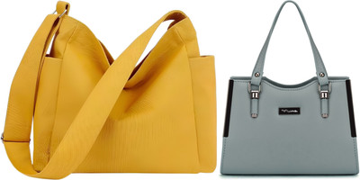 Trendycraft Women Yellow, Green Tote(Pack of: 2)