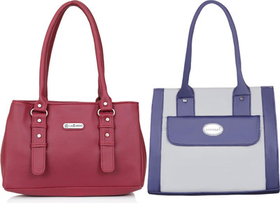 Lazzaroo Women Red, Grey Shoulder Bag(Pack of: 2)