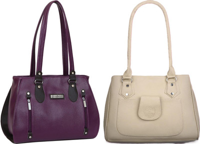Lazzaroo Women Purple, Beige Shoulder Bag