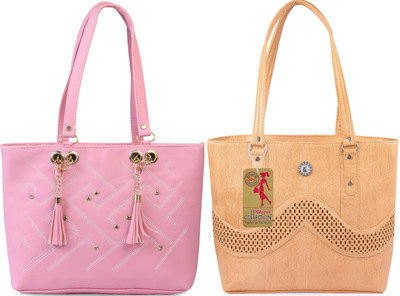 MSK Collection Women Pink, Beige Messenger Bag(Pack of: 2)