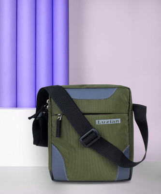 Luzian Men & Women Green Sling Bag