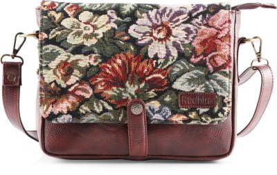 Rudhiraworld Brown Sling Bag Floral Print Messenger bag