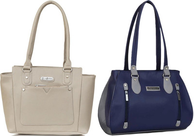 Lazzaroo Women Beige, Blue Shoulder Bag(Pack of: 2)