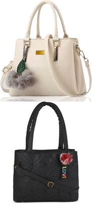 Plama Women White, Black Handbag