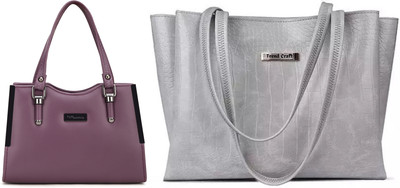 Trendycraft Women Grey, Purple Shoulder Bag(Pack of: 2)