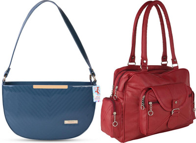 MSK Collection Women Blue, Red Messenger Bag(Pack of: 2)