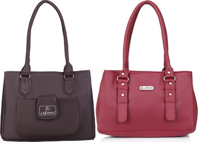 Lazzaroo Women Brown, Red Shoulder Bag(Pack of: 2)