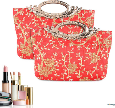 HOMESTIC Women Red Handbag(Pack of: 2)