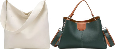 Trendycraft Women Green, White Sling Bag(Pack of: 2)