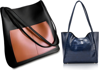 Trendycraft Women Black, Blue Shoulder Bag(Pack of: 2)