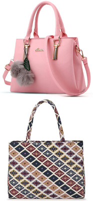 KSC Women Pink, White Handbag
