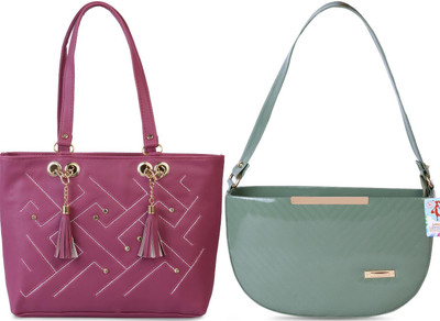MSK Collection Women Pink, Grey Messenger Bag(Pack of: 2)