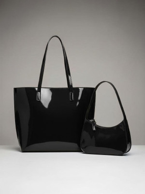 LIZIQI Women Black Shoulder Bag(Pack of: 2)