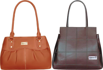 Ronty Women Brown, Tan Sling Bag(Pack of: 2)