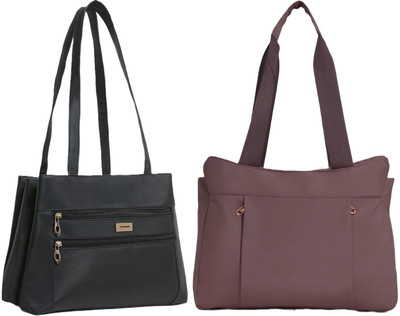 Zaxcer Women Black, Maroon Handbag(Pack of: 2)