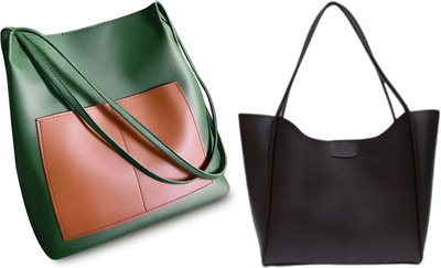 Trendycraft Women Green, Black Shoulder Bag(Pack of: 2)