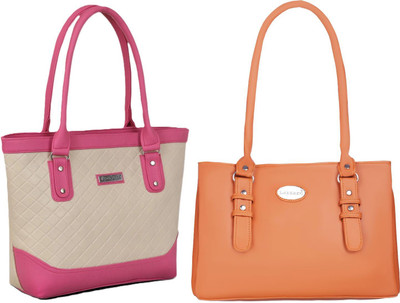 Lazzaroo Women Beige, Pink, Tan Shoulder Bag(Pack of: 2)