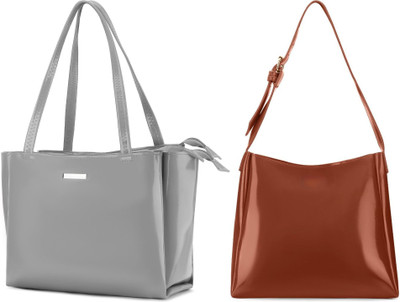 Trendycraft Women Grey, Tan Shoulder Bag(Pack of: 2)