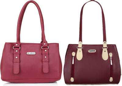Lazzaroo Women Red, Maroon Shoulder Bag(Pack of: 2)