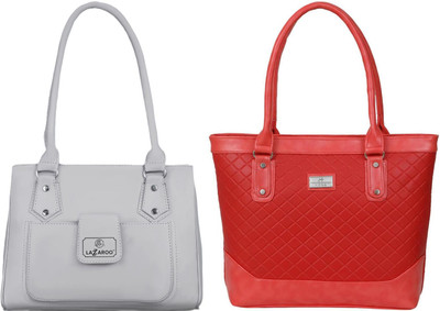 Lazzaroo Women Grey, Red Shoulder Bag(Pack of: 2)